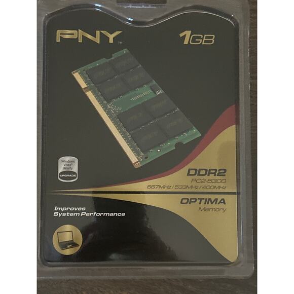 New PNY 1G Memory Stick DDR2 Optima Memory PC2-5300 PC2-4200 PC2-3200 - Picture 1 of 4